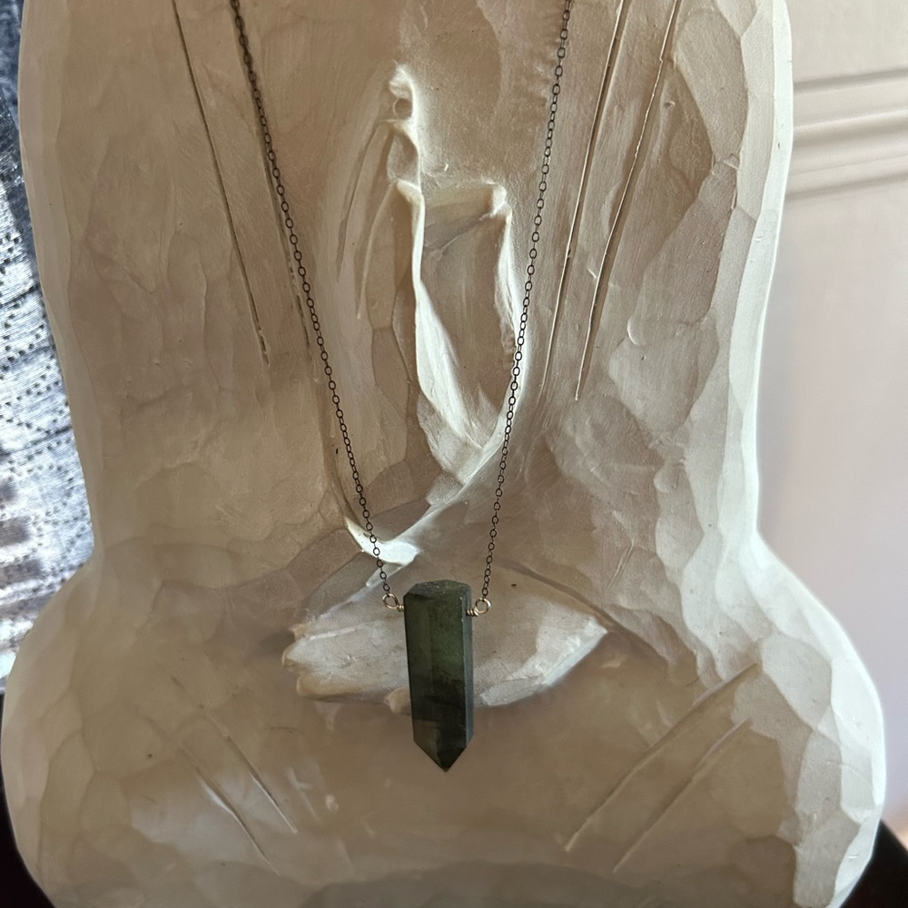 Sterling silver labradorite, crystal necklace